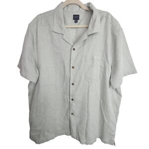 J. Crew Shirt Men XXL Green SS Textured Dobby Camp Shirt Casual Preppy Cotton